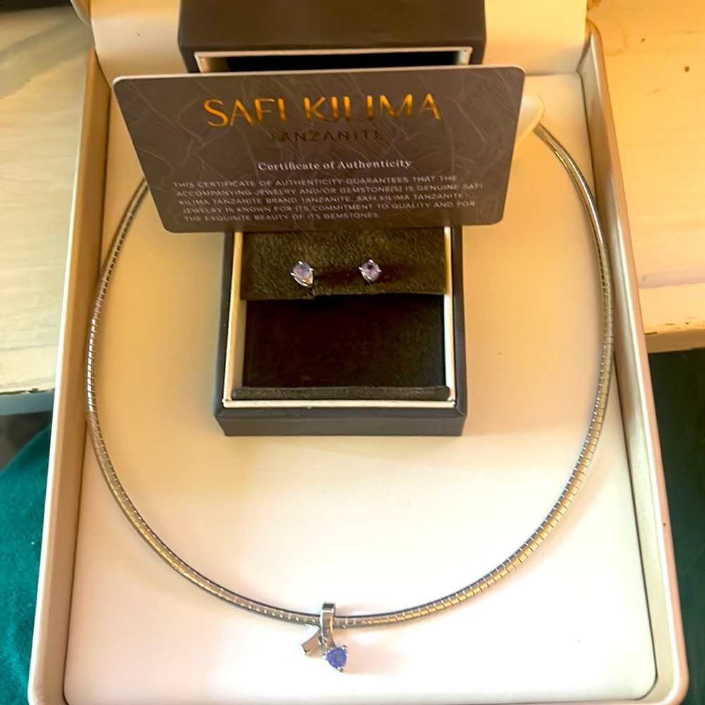 Safi Kilima Tanzanite Earrings and Necklace with Certificate of Authenticity